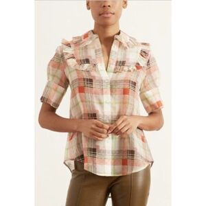 Lee Mathews Eugenie Plaid Ruffle Top Sz. 1 (US 4)